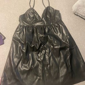 Faux leather black dress